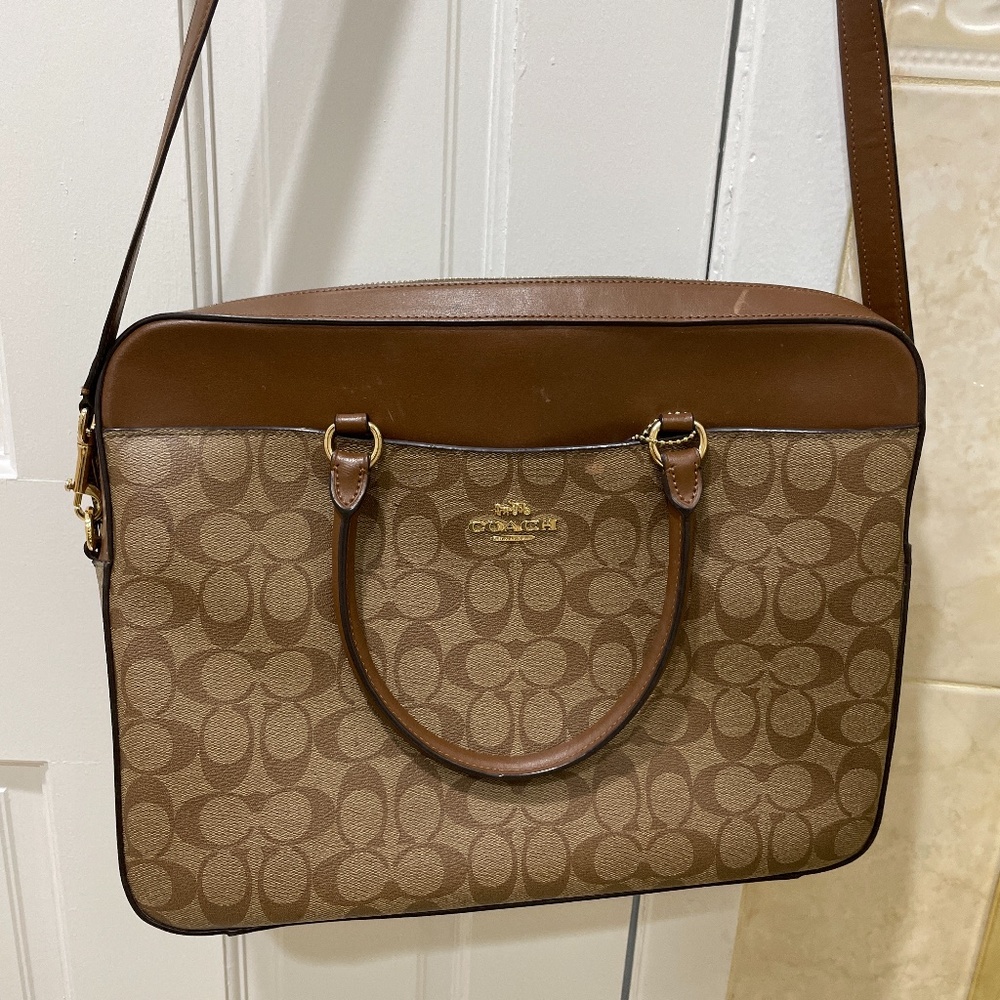 Coach Signature Canvas Brown Crossbody Tote